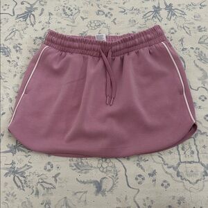 Pink Drawstring Skort with White Trim